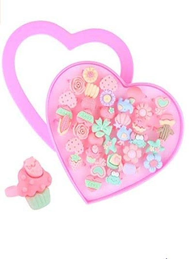kiyan Adjustable Cute Fruit Finger Rings Pretend Play Toys Set with Box for Toddler Girl (36 Pieces) - Image 1